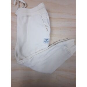 Life Is Good Women XL Cream White Jogger Sweatpant Drawstring Fleece Lounge Pant